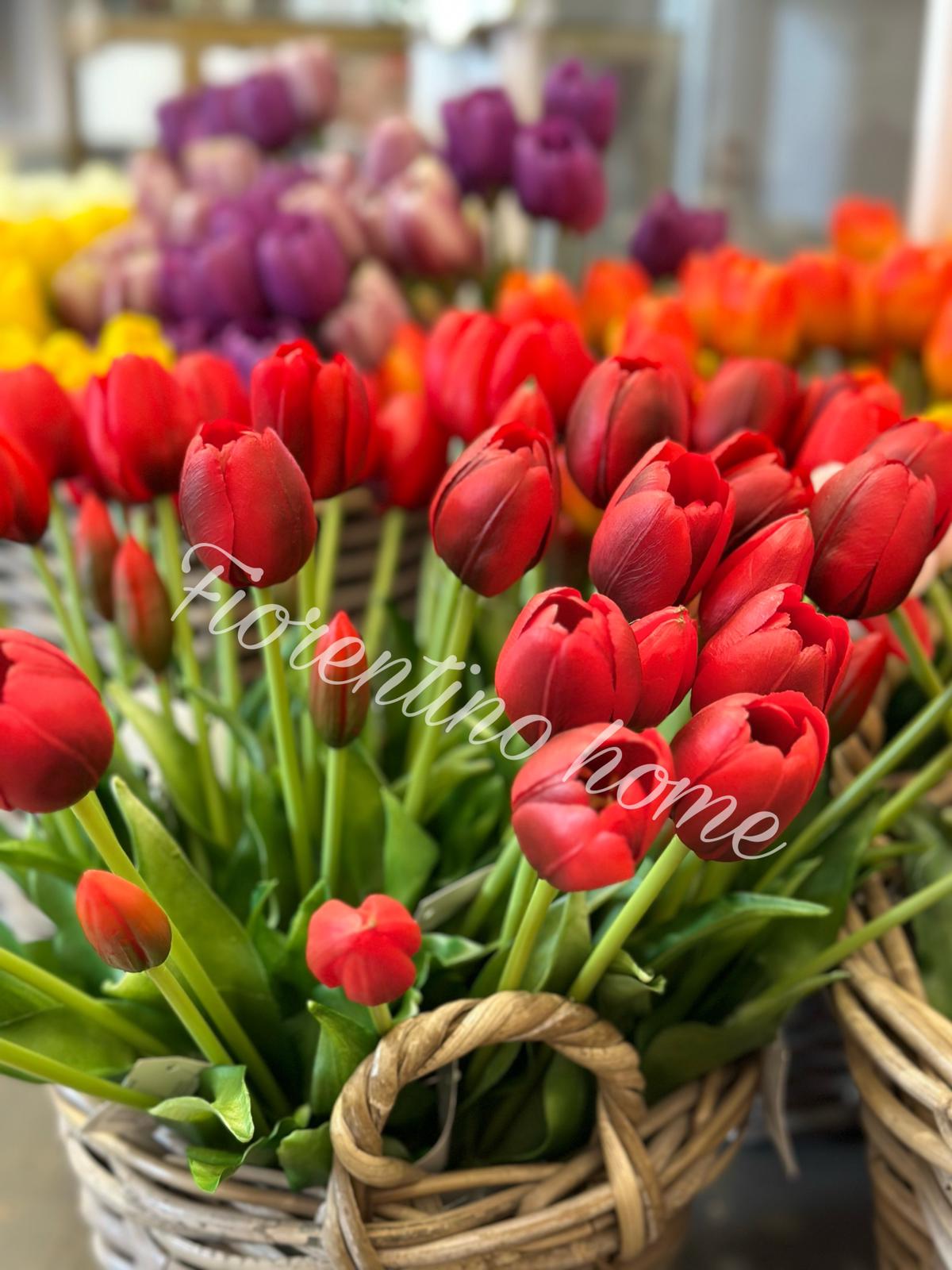 Bouquet di cinque tulipani artificiali sfumato rosso - Edg